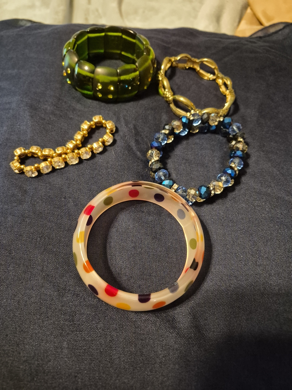 Mixed Bracelet Set with Colorful Polka Dot Bangle